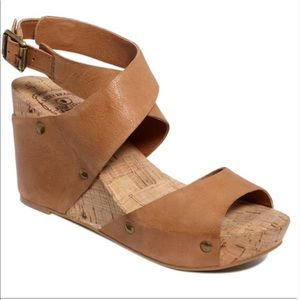 Lucky Brand Moran Tan Leather Ankle Wrap Sandal